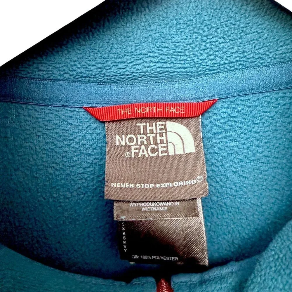 THE NORTH FACE Teal Blue Polartec Fleece Pullover Mens XL Mock Neck 1/4 Zip